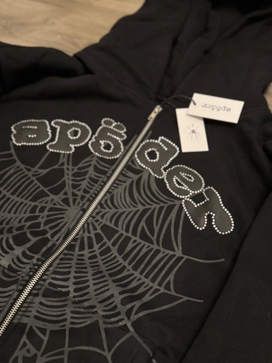 Sp5der OG Web V2 Rhinestone Zip Up